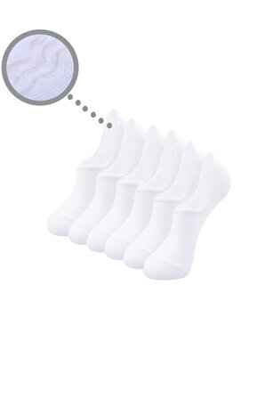  Erkek 6'lı Ayaktan Çıkmayan Kaydırmaz Babet Çorabı - Beyaz