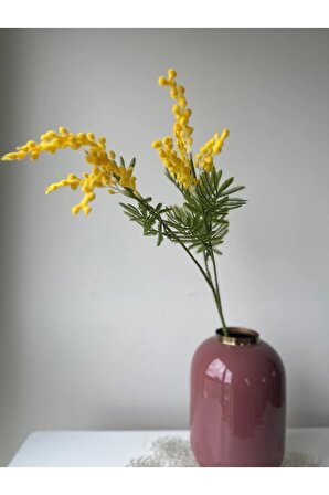 Sarı Mimoza 3 Dal Yapay Çiçek, 68 cm