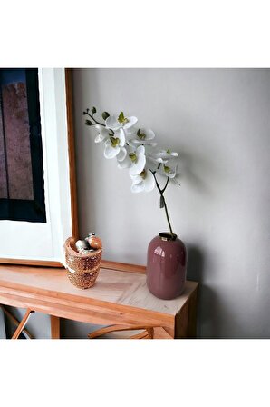 Beyaz Tek Dal Orkide Yapay Çiçek