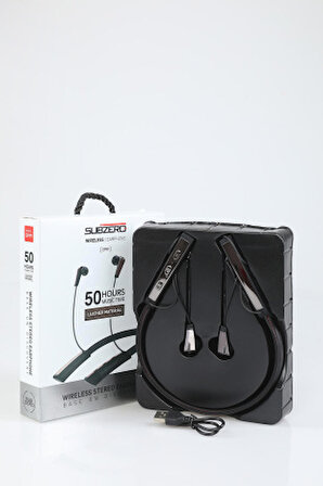 Boyun Askılı Deri Sporcu Kulaklık Super Bass 50 SAAT Şarj Bluetooth Wıreless