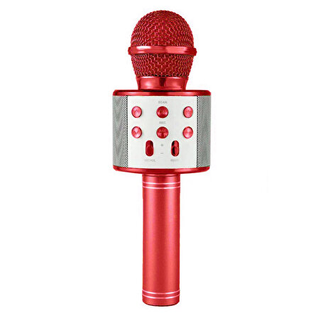 Handheld Kırmızı Kablosuz USB Karaoke Hoparlör Mikrofon Bluetooth