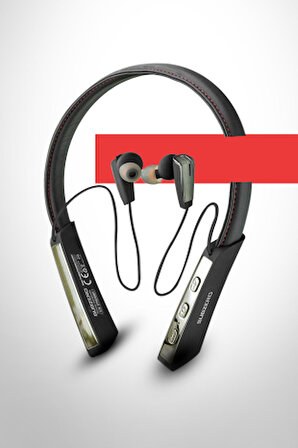 Kablosuz Bluetooth Kulaklık Boyun Askılı Deri Sporcu Kulaklığı Super Bass 50 Saat Erdem Store