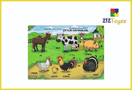 Ahşap Türkçe 3 ’lü Set Eğitici öğretici çiftlik Hayvanları.-deniz hayvanları-koyun puzzle