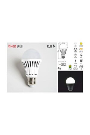 Cata şarjlı led ampul ct-4229 7w led ampul