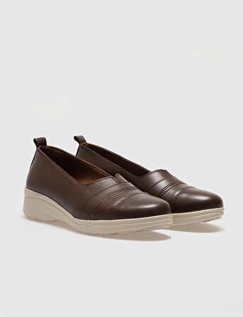Hakiki Deri Kahverengi Kadın Comfort Ayakkabı
