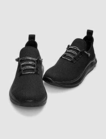 Triko Siyah Bağcıklı Kadın Spor Ayakkabı