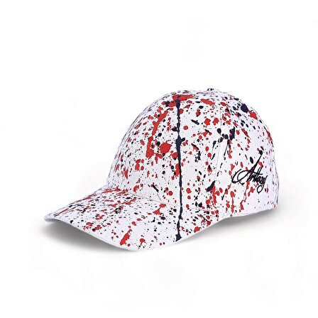 Benzersiz Kırmızı Siyah Boyalı El Yapımı Beyzbol Şapkası 2-C RedBlack