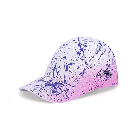 Benzersiz Pembe Mor Boyalı El Yapımı Beyzbol Şapkası 2-C PinkBlue