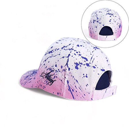 Benzersiz Pembe Mor Boyalı El Yapımı Beyzbol Şapkası 2-C PinkBlue