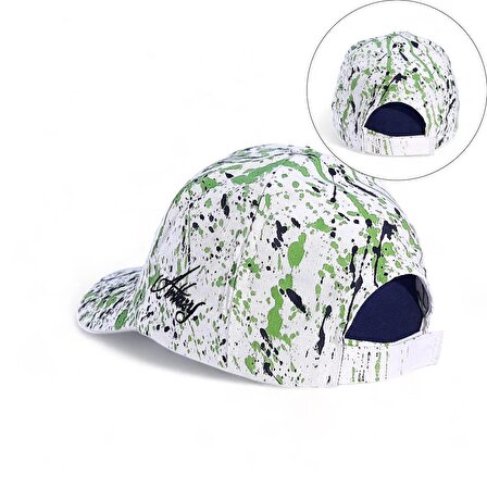 Benzersiz Yeşil Siyah Boyalı El Yapımı Beyzbol Şapkası 2-C GreenBlack