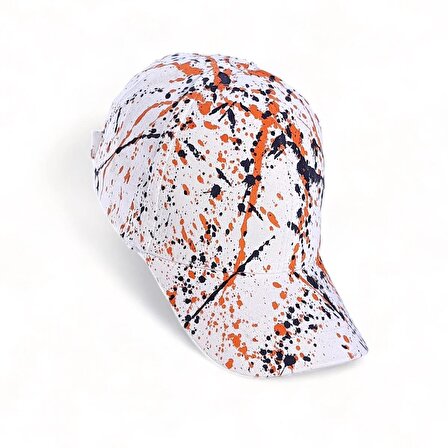 Benzersiz Turuncu Siyah Boyalı El Yapımı Beyzbol Şapkası 2-C Orange Black