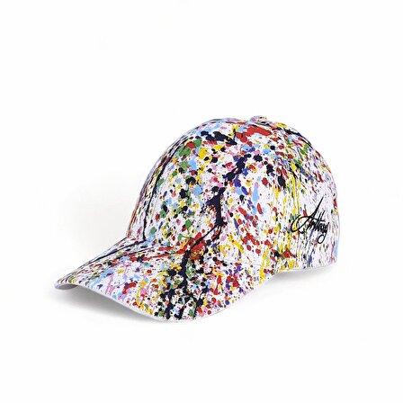 Benzersiz Rengarenk Boyalı El Yapımı Beyzbol Şapkası 7-C Rainbow