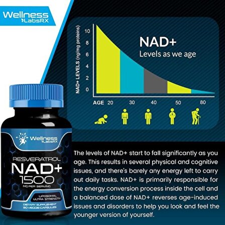 Wellnees Labs NAD + Resveratrol 1500 mg 90 Kapsül 