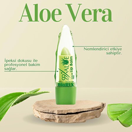 BioRLX %99 Aloe Vera Dudak Balmı Renksiz Vegan Dudak Bakım 3,5 g