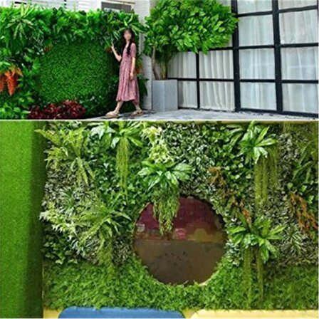 10 ADET Yapay Bitki Duvar Kaplama Panel Şimşir Tabaka 40x60 Cm Yeşil Dikey Bahçe