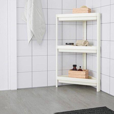 IKEA Vesken 3 KATLI BEYAZ KÖŞE BANYO RAF ÜNİTESİ