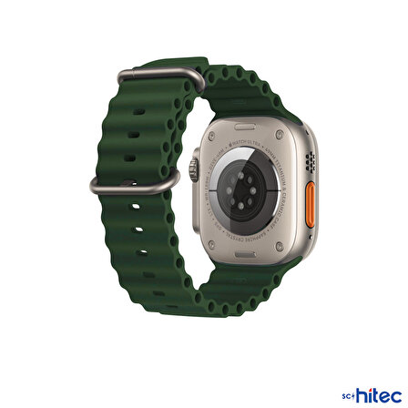 ScHitec 42-49mm Yeni Nesil Apple Uyumlu Akıllı Saat Kordonu Silikon Koyu Yeşil