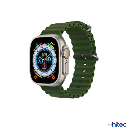 ScHitec 42-49mm Yeni Nesil Apple Uyumlu Akıllı Saat Kordonu Silikon Koyu Yeşil