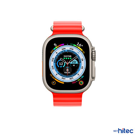 ScHitec 42-49mm Yeni Nesil Apple Uyumlu Akıllı Saat Kordonu Silikon Kırmızı