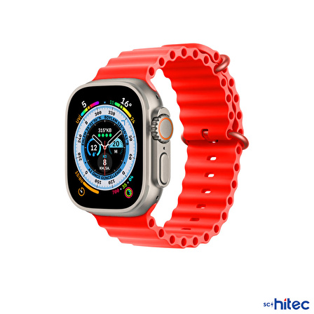 ScHitec 42-49mm Yeni Nesil Apple Uyumlu Akıllı Saat Kordonu Silikon Kırmızı