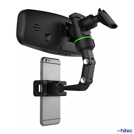 ScHitec 360 Derece Dönebilen Dikiz Aynası Araç İçi Telefon Tutucu Siyah