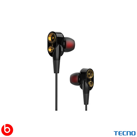 Tecno 2023 Hot Beats 3D Hifi 4 Hoparlörlü Tcl 20 Pro Type-C to 3.5mm Jack Dönüştürücü Kablolu Mikrofonlu Kulaklık Siyah