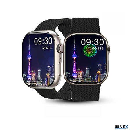 Winex 2024 Watch 9 Pro Amoled Ekran Android İos Uyumlu Akıllı Saat Siyah