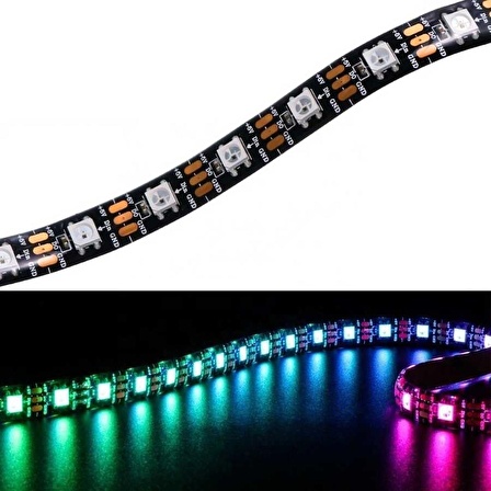 Robotistan WS2812B Adreslenebilir RGB Şerit Led - 60 Led IP65 - Silikon Korumalı (Su geçirmez) - 5m