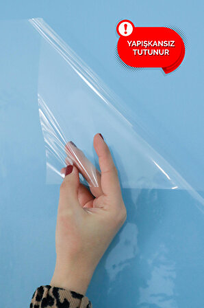 100x120 Cm, 2 Adet Şeffaf Kağıt Tahta, Yapışkansız Tutunan Statik Akıllı Kağıt Yazı Tahtası