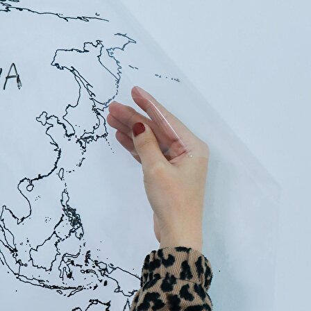 Dilsiz Dünya Haritası - Yapışkansız Tutunma ve Yaz-Sil Özellikli Akıllı Kağıt (Ülke Bölmesiz)