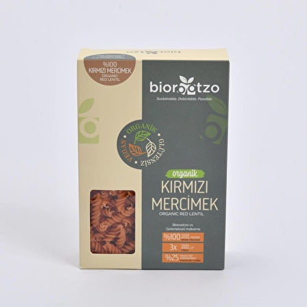 Organik Glütensiz Vegan Kırmızı Mercimek Fusilli Burgu Makarna 200 g