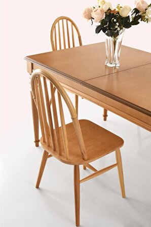 Elegant Ada Ağaç Açılır Yemek Masa Sandalye Takımı 90x140
