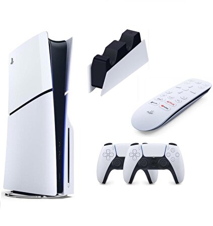Sony Playstation 5 Slim Cd Edition + 2. DualSense Ps5 Kol + Sarj istasyonu + Medya Kumandası (ithalatçı Garantili)