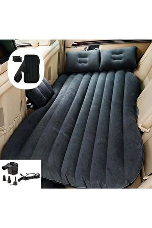 Araba Koltuğu Yatağı Otomobil Arka Koltuk Için Şişme Yatak Komprösörlü Şaft Destekli Siyah Renk