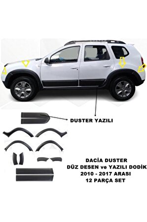 Dacia Duster Çamurluk Dodik Düz Model Mat Siyah Renk Duster Yazılı 2010-2017 Dodic 12 Prç.-
