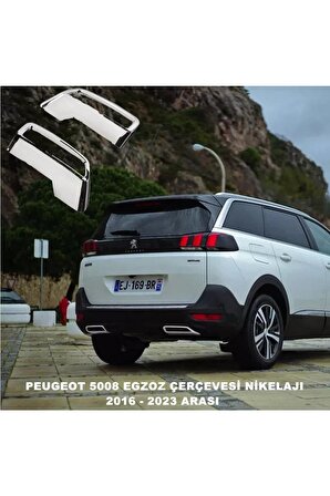 Peugeot 5008 Egzoz Çerçevesi Nikelajı 2016 - 2023 Arası Sağ-sol 2 Parça 1. Kalite Abs Krom -