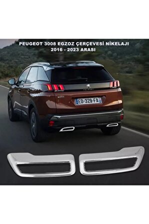Peugeot 3008 Egzoz Çerçevesi Nikelajı 2016 - 2023 Arası Sağ-sol 2 Parça 1. Kalite Abs Krom -