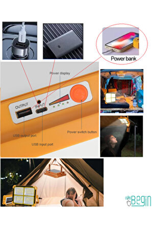 Solar Led 200w Portatif Projektör - Powerbank Özellikli Ct-4698