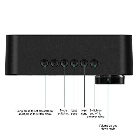 Valkyrie Bluetooth Şarjlı Alarmlı USB/SD Aynalı Masa Saati