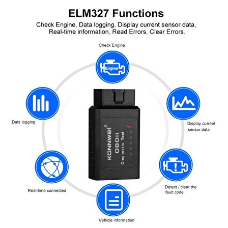 Valkyrie Konnwei KW910 OBD2 V1.5 Bluetooth Özellikli Araç Arıza Tespit Cihazı