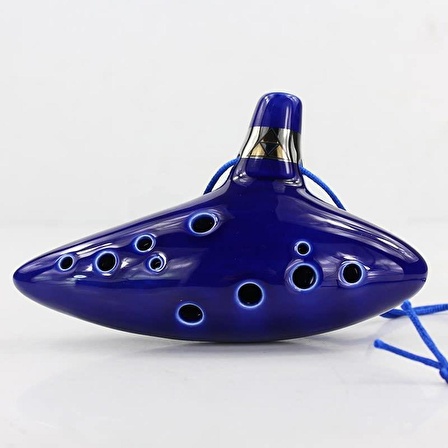 Valkyrie Ocarina 12 Delik Ocarina Seramik Alto C Ocarina Flüt Mavi Ocarina Sualtı Müzik Nefesli Enstrüman