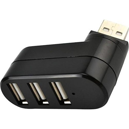 Valkyrie 3 Portlu USB 2.0 Hub Döner Kafalı Splitter Hub Adaptör Siyah