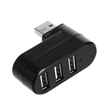 Valkyrie 3 Portlu USB 2.0 Hub Döner Kafalı Splitter Hub Adaptör Siyah