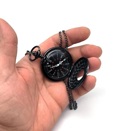 Valkyrie Vintage Roma Rakamlı Cep Saati Köstekli Saat Siyah