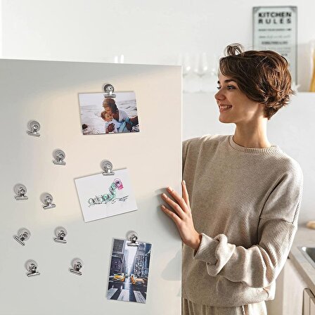 Valkyrie 12 Adet Mıknatıslı Mandallı Buzdolabı Magnet Fotoğraf Kağıt Evrak Tutucu
