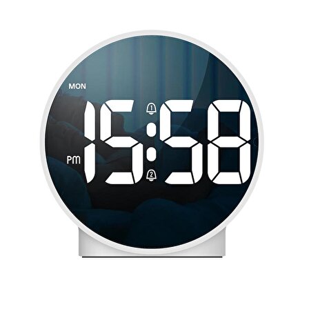 Valkyrie Çift Alarmlı LED Touch Snooze Şık Tasarım Masa Saati Beyaz