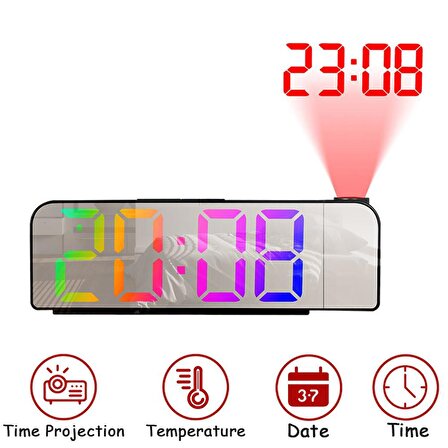 Valkyrie Gökkuşağı Projeksiyon Alarm Masa Saati Dereceli