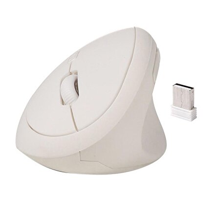 Valkyrie Y08 Dikey Kablosuz 2.4G Sessiz Şarjlı 6 Tuşlu Vertical Mouse 1600DPI 400mAh Beyaz