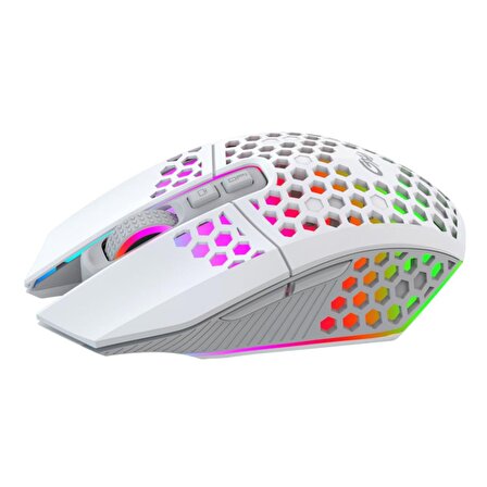 Valkyrie Sessiz Tuşlu Wireless 2.4G 8 Button RGB LED Gaming Mouse - Silent Button - One Click Desktop Beyaz