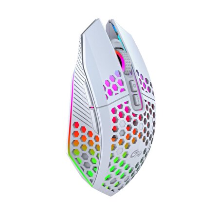 Valkyrie Sessiz Tuşlu Wireless 2.4G 8 Button RGB LED Gaming Mouse - Silent Button - One Click Desktop Beyaz